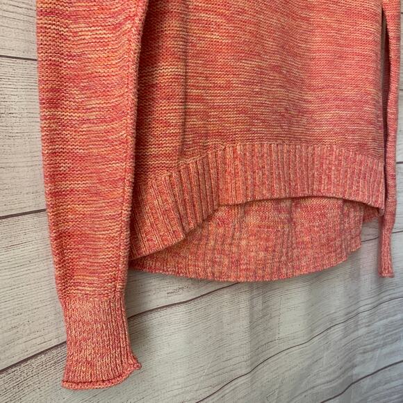 LOFT Pink Pullover Sweater Short Hi Low Bottom Long Sleeve Ribbed Detail Size XS - Picture 12 of 14
